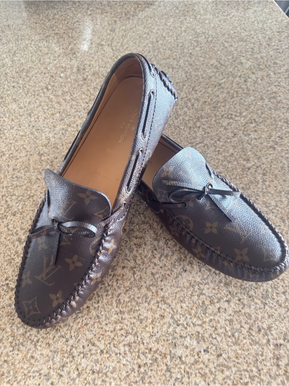 Louis Vuitton Dark Brown Monogram Leather Driving Loafers